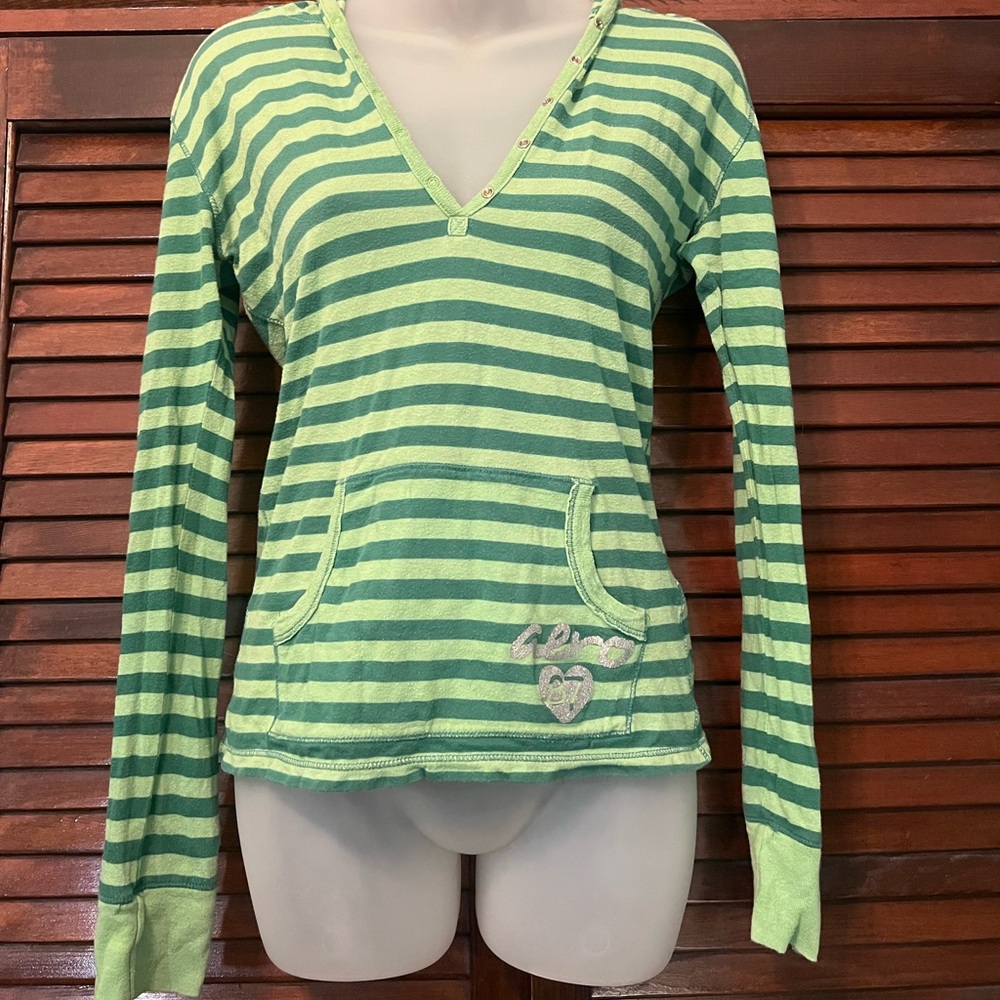 aeropostale green striped y2k sweater